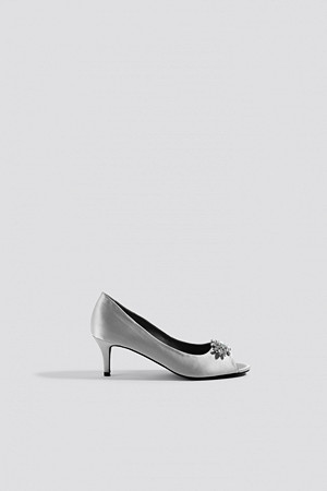 NA-KD Shoes pumps, Open Toe Embellished Pumps grå silver NA-KD Shoes pumps, Open Toe Embellished Pumps grå silver