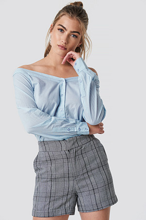 NA-KD Trend skjorte, Slip Shoulder Shirt blå NA-KD Trend skjorte, Slip Shoulder Shirt blå