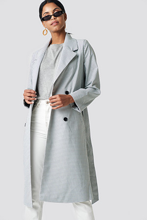NA-KD kåpe, Plaid Long Coat grå NA-KD kåpe, Plaid Long Coat grå