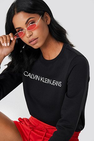 Calvin Klein genser, Institutional Regular Crew Neck svart Calvin Klein genser, Institutional Regular Crew Neck svart
