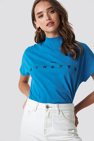 NA-KD T-skjorte, Streets Cap Sleeve Top blå NA-KD T-skjorte, Streets Cap Sleeve Top blå